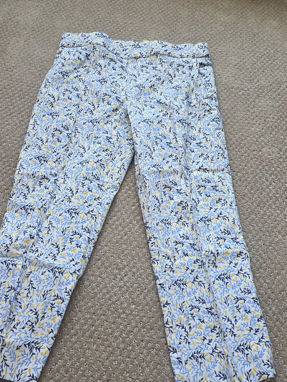 Jules & Leopold Blue and Yellow Lemon Cropped Pants